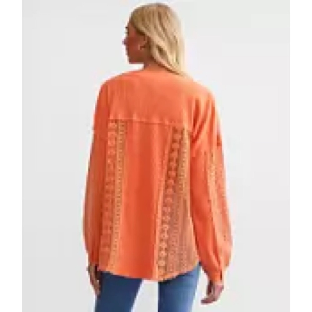 Daytrip Crochet Pieced Floral Orange Knit Top NEW - Picture 2 of 5